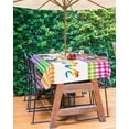 thumbnail image 1 of Colorful Plaid Outdoor Tablecloth - 54 Inch Round Dining Table Cover, Farmhouse Watercolor Rainbow Checkered Waterproof Outdoor Table Cloth with Umbrella Hole & Zipper for Picnic/Patio, 1 of 5