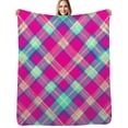 thumbnail image 1 of Colorful Plaid Pattern Flannel Blankets Soft Warm Throw Blanket Autumn Camping Bedroom Aesthetic Bedspread, 1 of 6
