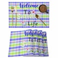 thumbnail image 1 of Colorful Plaid Placemats Set of 6, Pink Flower Welcome to Summer Life Shell Non-Slip Place Mats Washable Table Mats for Kitchen Dining Table Decorations Indoor/Outdoor, 1 of 9