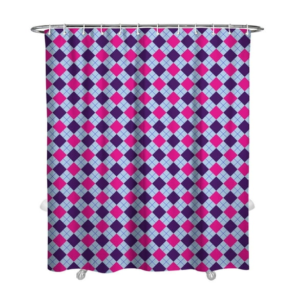 Colorful Plaid Shower Curtain, Waterproof Fabric Bathroom Curtain with Plastic Hooks, Machine Washable Abstract Plaid Design, Retro Checkered Print, Geometric Pattern for Modern Decor