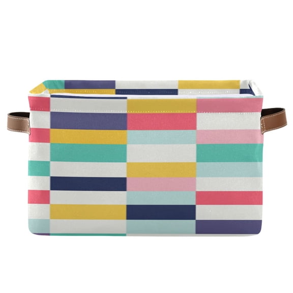 Colorful Plaids Checkerboard Square Storage Bins with Handles Collapsible Containing Box 1 Pack