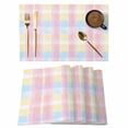 thumbnail image 1 of Colorful Plaids Placemats Set of 12, Pink Blue Yellow Stripes Non-Slip Place Mats Washable Table Mats for Kitchen Dining Table Decorations Indoor/Outdoor, 1 of 9