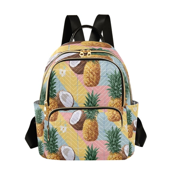 Flower Colorful Backpack Colorful Plaids with Pineapples Coconuts Flowers Quilted Backpack ...