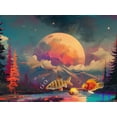 thumbnail image 1 of Colorful Planet Aquarium Background, Galaxy Space Tapestry Fantasy Forest Mountain Tank Decorations Background, Aesthetic Floral Plant Art Terrarium Background with 8 EVA Double-Sided Tape, 1 of 1