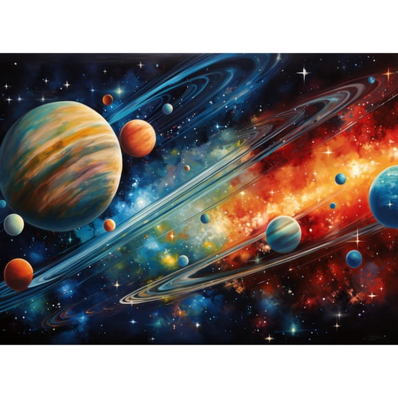 Colorful Planet Spaces 5D Diamond Art Painting by Number Kits for Adults DIY Paint with Round Full Drill Diamond Gems Painting Art Craft for Home Wall Decor 11.8x15.8inch