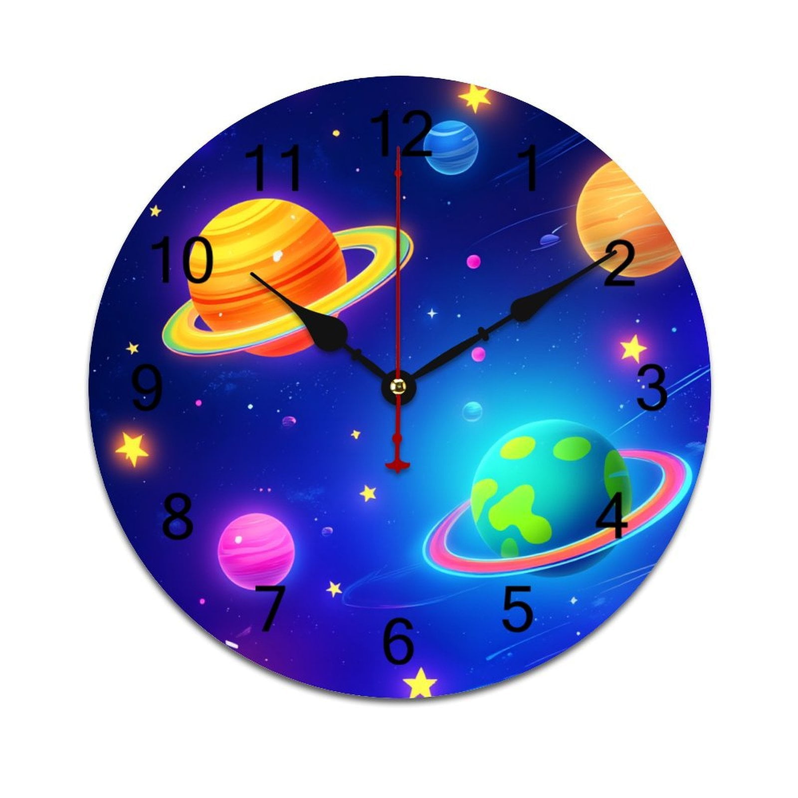 Colorful Planetary Orbit Art-1 Printed Silent Wall Clock Round Kitchen ...