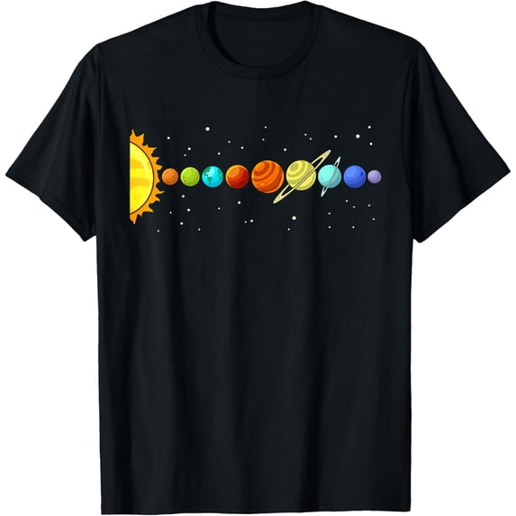 Colorful Planets Solar Systems Mens Boys Space Science T-Shirt