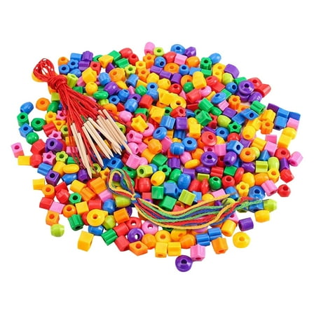 Colorful Plastic Beads Set for DIY Craft Projects, Jewelry Making, and Educational Activities 500 Pieces with Strings