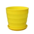 thumbnail image 1 of Colorful Plastic Flower Pot with Drainage Holes and Matching Saucer - Ideal for Home and Office Decor, Perfect for Succulents and Plants, 1 of 6
