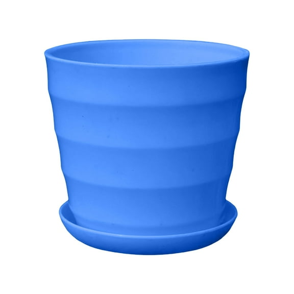 Colorful Plastic Flower Pot with Saucer | Planter with Drainage Holes | Modern Home Office Garden Balcony Decor
