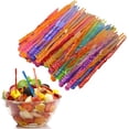 thumbnail image 1 of Colorful Plastic Fruit Forks,200 Pcs 4" Disposable Cocktail Forks Tasting Appetizer Forks Set Toothpick Forks Portable Salad Fruit Forks Mini Cake Forks for Cake Sticks Party Food Dessert Weddings, 1 of 8