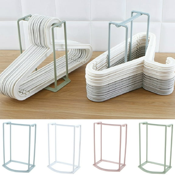 Colorful Plastic Hanger Storage Rack with Handle Bar for Easy Sorting and Space-Saving Closet Organization, Removable Assembly for Compact Storage FAJHHA | White