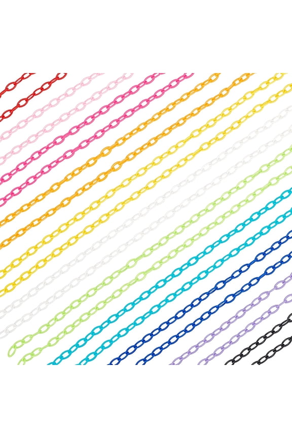 Colorful Plastic Jewelry Chains 22 Strands 15 inch Curb Chain Links 11 Colors Twist Chain