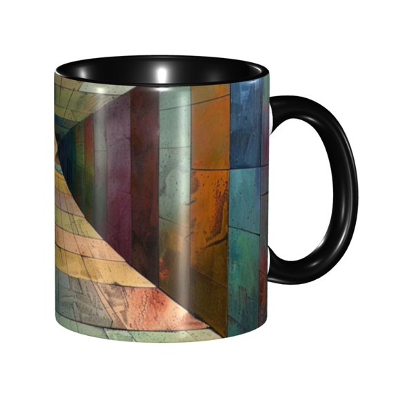 Colorful Plate Disappearing Point Coffee Mug Fun Custom Ceramic Mugs 11oz Black