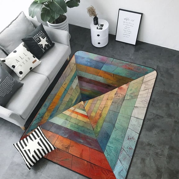 Colorful Plate Disappearing Point Print Washable Rugs Area Rugs for Living Room Large Bedroom Kitchen Rug Non-Slip Low-Pile Entryway Rug Floor Mat Carpet for Dining Laundry Room Office Rug 80x58 inch