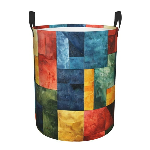 Colorful Plate Square Laundry Hamper Medium Storage Basket/Toy Organizer/Dirty Clothes Bucket