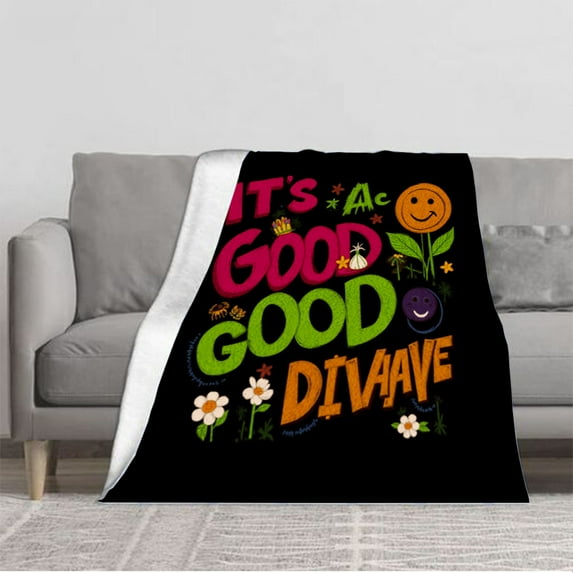 Colorful Playful Flannel Blanket - Soft & Warm Cozy Design for Sofa Travel Bed & Chair - Whimsical Patterns with Smiling Faces