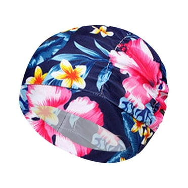 Colorful Pleated Nylon Cloth Swim Cap Large Swimming Cap Hot Spring Bathing Caps for Adult Men Women Long Hair