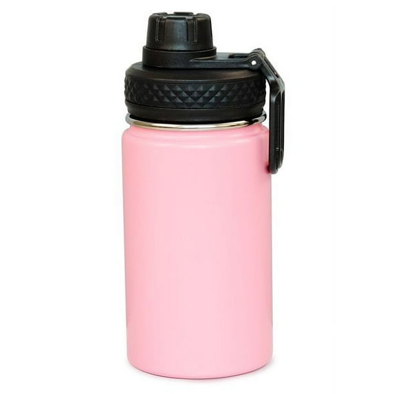 Colorful PoPo Kids Stainless Steel Double Wall Vacuum Insulated Wide Mouth Water Bottle with Spout Lid, 12 OZ