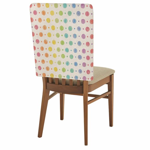 Colorful Point Chair Covers Set of 8 Cute Watercolor Red Green Yellow Orange Blue Polka Dots Chair Back Covers Stretch Removable Washable Slipcovers Protector for Dining Room Kitchen Party Decor