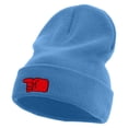 thumbnail image 1 of Colorful Pointing Gesture Explosion Embroidered 12 Inch Long Knitted Beanie - Sky Blue OSFM, 1 of 5