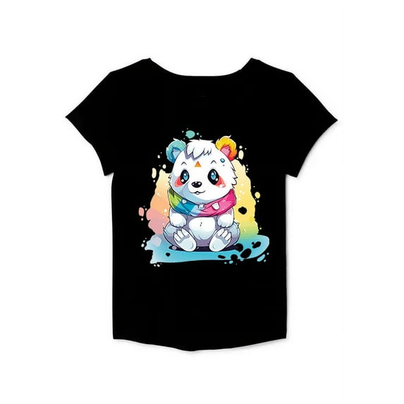 Colorful Polar Bear Cute Graphic T-Shirt for Girls Shirt Size 6-7