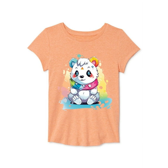 Colorful Polar Bear Cute Graphic T-Shirt for Girls Shirt Size 8