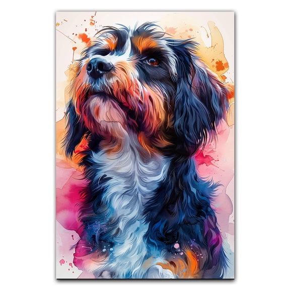 Colorful Polish Lowland Sheepdog Wall Art Abstract Dog Posters Animal Canvas Painting Prints Cute Picture for Kids Living Room