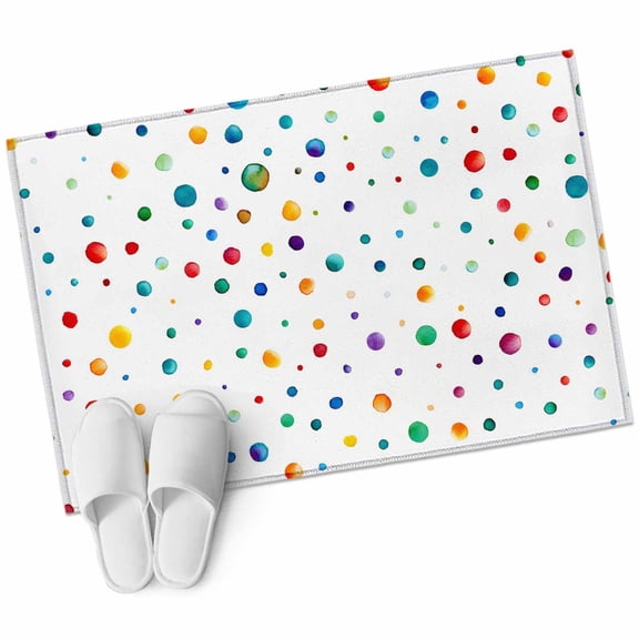 Colorful Polka Dot 2'x3' Washable Rug, Rainbow Point Vibrant Non-Slip Soft Doormat Area Rugs for Entrance Bathroom Bedsides, Carpet for Kitchen Bedroom, Entryway Floor Mat