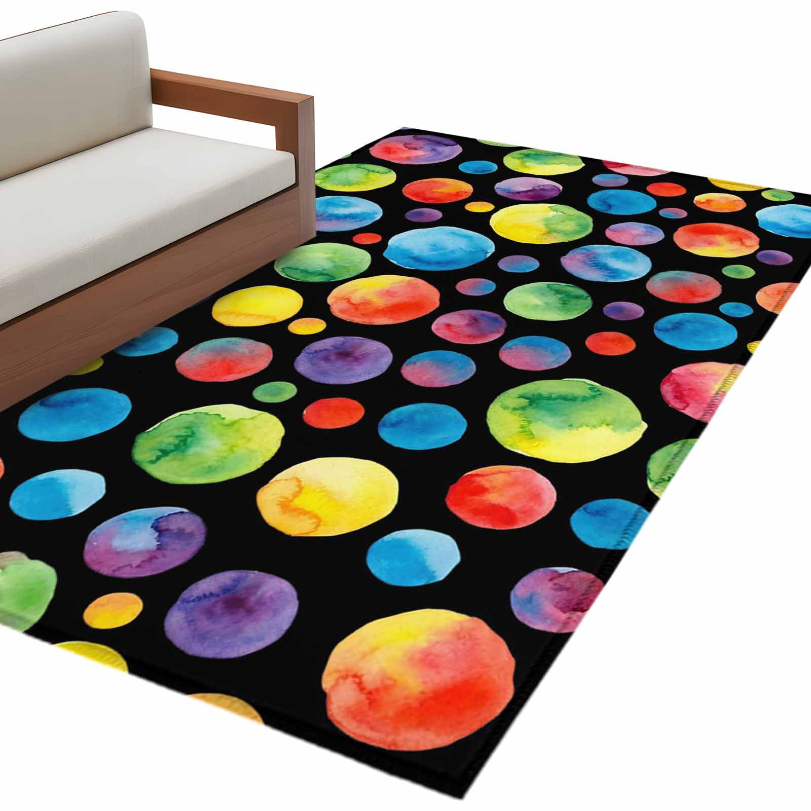 Colorful Polka Dot Area Rug 4x6 Washable Rug Non Slip Cartoon ...