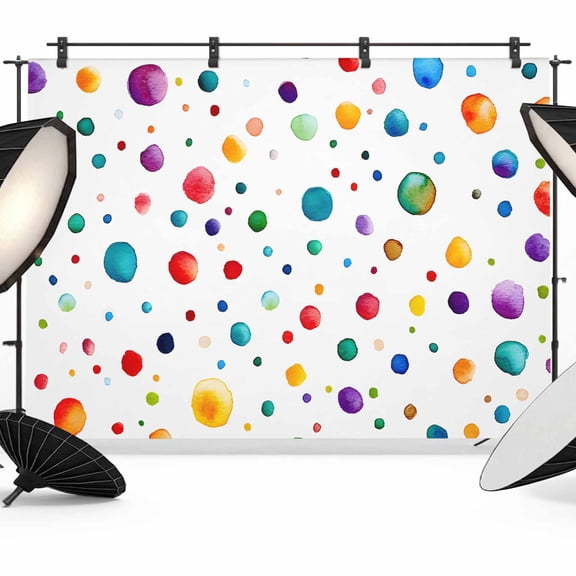 Colorful Polka Dot Backdrop for Photoshoot,Photography Photo Studio Background Wall Backdrop,Rainbow Color Polka Dots Abstract Back Drop Banner Panel for Portraits Wedding Party Live Streaming 10x8Ft