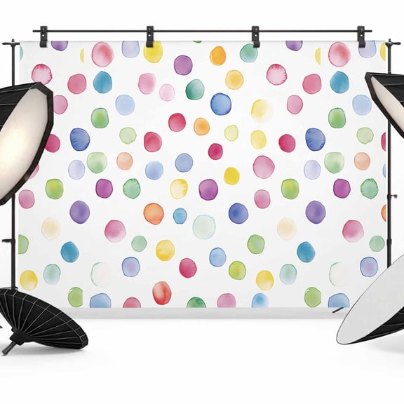 Colorful Polka Dot Backdrop for Photoshoot,Photography Photo Studio Background Wall Backdrop,Rainbow Polka Dot Watercolor Back Drop Banner Panel for Portraits Wedding Live Streaming Decor 10x8Ft