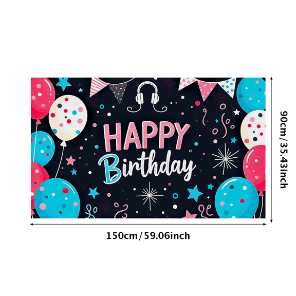 Colorful Polka Dot Balloon Themed Happy Birthday Banner Party Backdrop Background Photography Props for Birthday Party Decoration Celebrations Photo Booth Setup