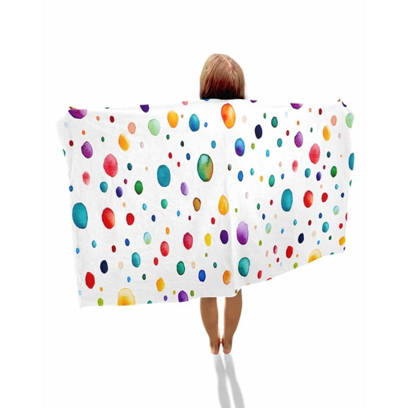 Colorful Polka Dot Beach Towels Oversized Super Absorbent, Rainbow Color Polka Dots Abstract Lightweight Bath Towel Quick Dry Sets For Bathroom/Pool/Rv Camping/Beach Play/Gym Room/Picnic 31"x62"