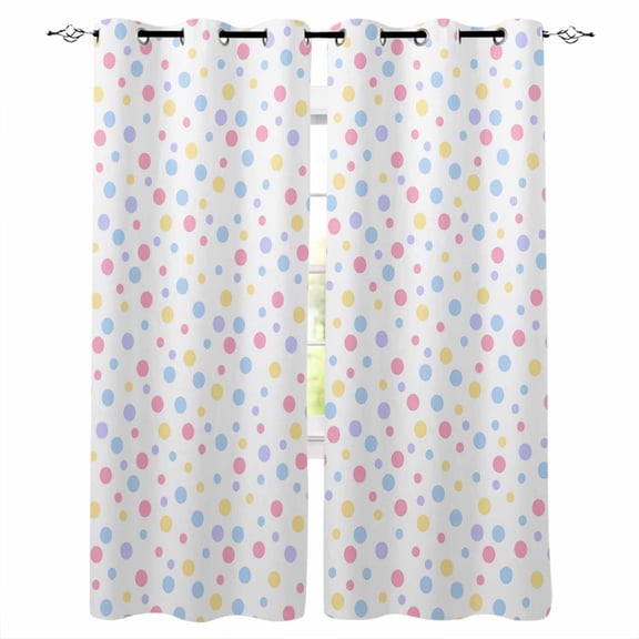Colorful Polka Dot Blackout Curtains for Bedroom/Living Room, Modern Minimalist Geometric Thermal Insulated Kitchen Drapes with Grommets, Light Blocking Window Treatment, 2 Panels 42" x 45"