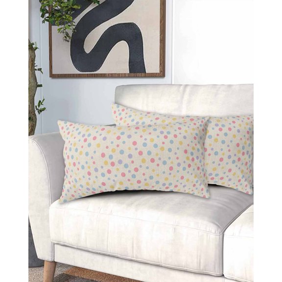 Colorful Polka Dot California King Pillow Case - Microfiber Bed Throw Pillow Covers, Vintage Minimalist Geometric Beige Decorative Lumbar Pillow Cover with Envelope Closure for Sofa/Travel 20"x40"