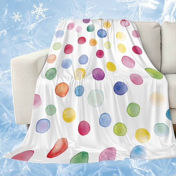 Colorful Polka Dot Cooling Blanket, Lightweight Breathable Summer Throw Blanket with Double Sided Cold Effect, Rainbow Polka Dot Watercolor Picnic Beach Blankets Bed Sheet for Hot Sleepers 60"x80"