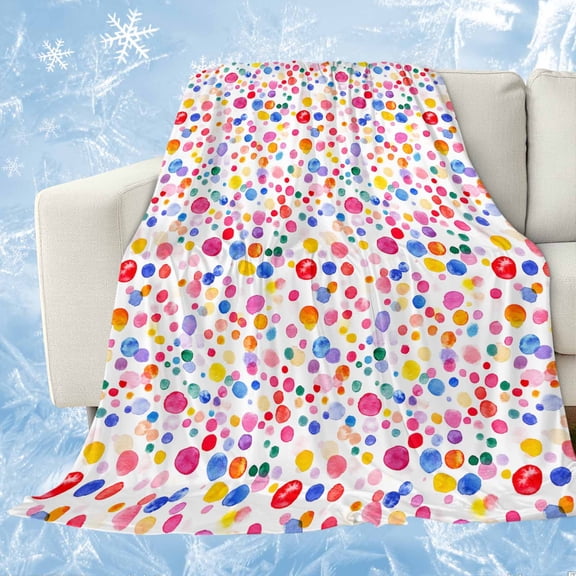 Colorful Polka Dot Cooling Blanket, Lightweight Breathable Summer Throw Blanket with Double Sided Cold Effect, Rainbow Watercolor Polka Dots Picnic Beach Blankets Bed Sheet for Hot Sleepers 60"x80"