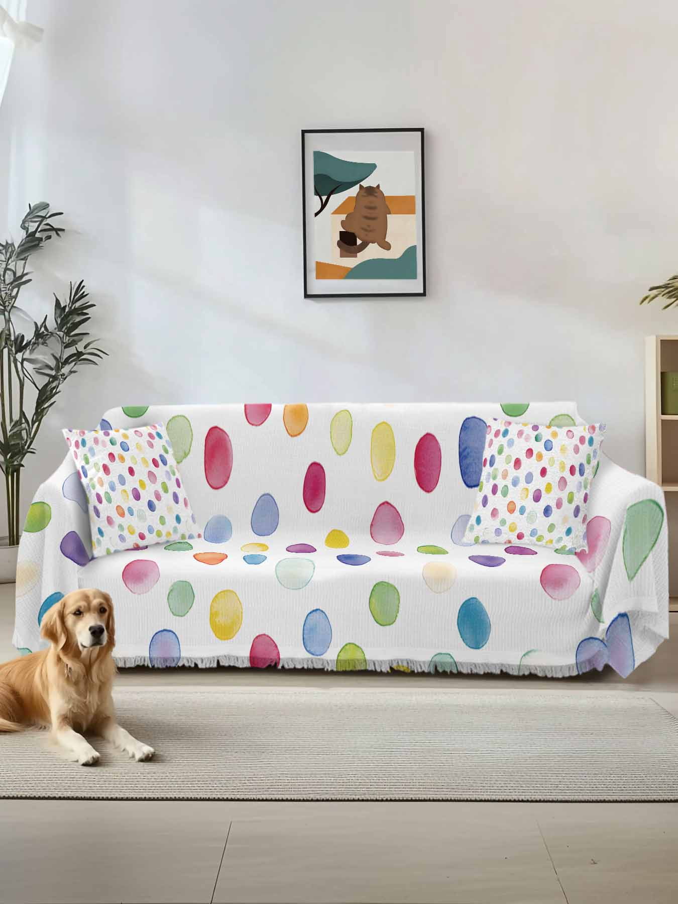 Colorful Polka Dot Couch Cover Sofa Covers 3 Cushion Sectional Couch