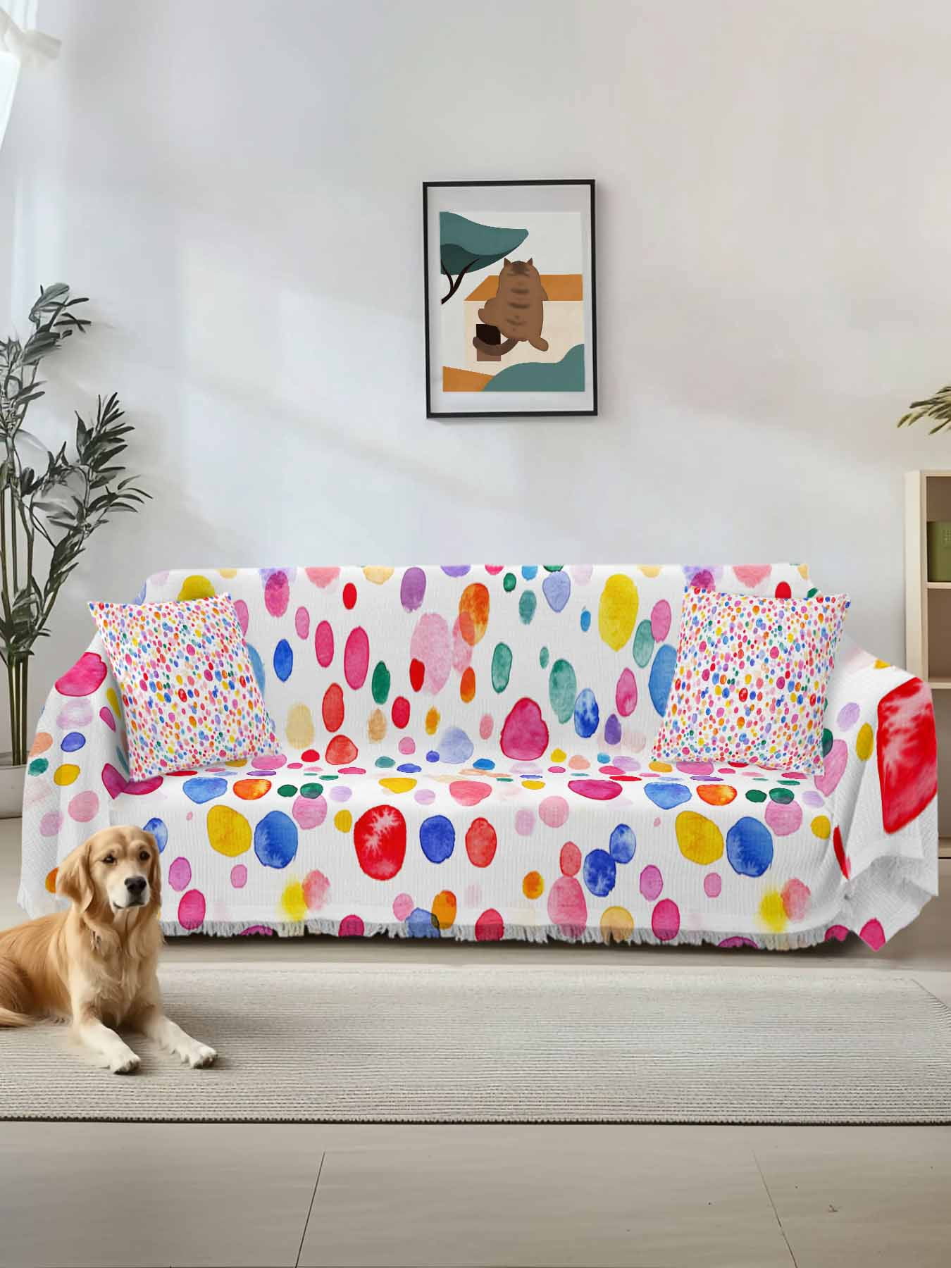 Colorful Polka Dot Couch Cover Sofa Covers 3 Cushion Sectional Couch