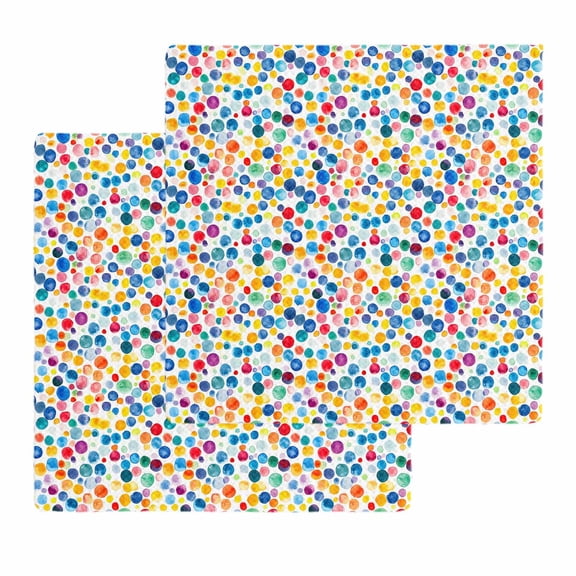 Colorful Polka Dot Dish Towels Set, Waffle Weave Kitchen Towels 2 Pieces, Rainbow Polka Dots Watercolor Microfiber Hair Face Bath Tea Towel Absorbent Quick Drying Cleaning Dish Cloths 12"x12"