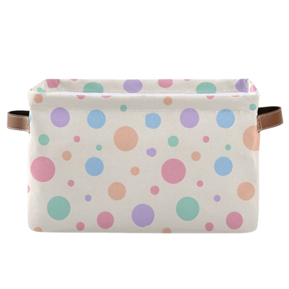 Colorful Polka Dot Foldable Storage Large Fabric Storage Baskets Organizer Storage Bins with Handles for Home Office