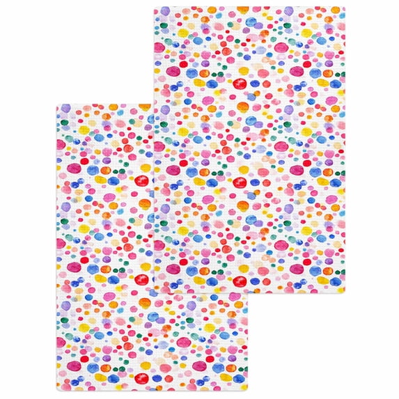 Colorful Polka Dot Hand Towels Set, Waffle Weave Kitchen Towels 2 ...