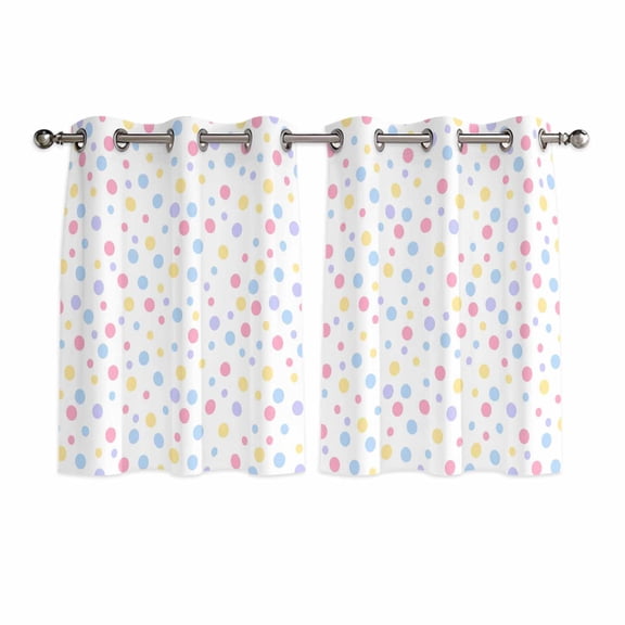 Colorful Polka Dot Kitchen Curtains Window Panels, Modern Minimalist Geometric Insulated Window Treatment Curtain, Grommet Curtains for Bedroom/Living Room/Bathroom, 2 Piece 42"Wx45"L