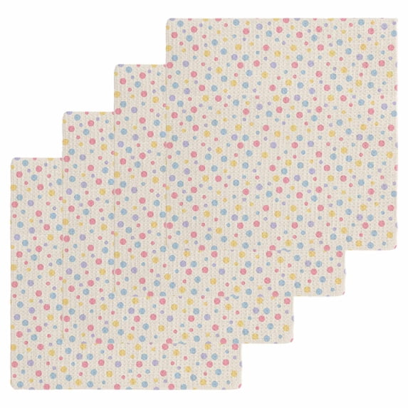 Colorful Polka Dot Kitchen Dish Towels for Drying Dishes Set of 4, Vintage Minimalist Geometric Beige Waffle Weave Microfiber Hand Tea Bathroom Towels Quick Dry & Absorbent Towel 12x12