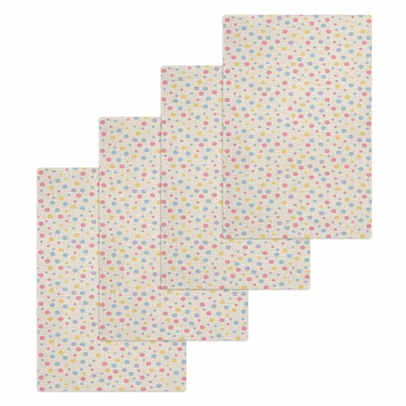 Colorful Polka Dot Kitchen Dish Towels for Drying Dishes Set of 4, Vintage Minimalist Geometric Beige Waffle Weave Microfiber Hand Tea Bathroom Towels Quick Dry & Absorbent Towel 15.7x23.6