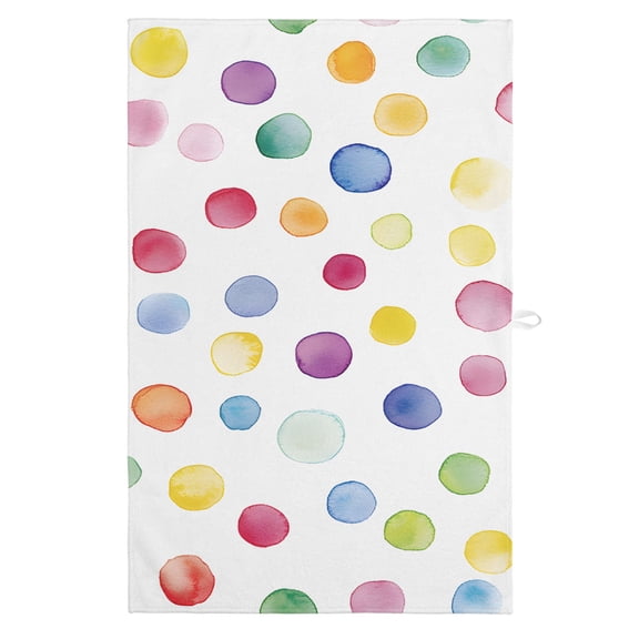 Colorful Polka Dot Kitchen Towels, Absorbent Microfiber Kitchen Dish Hand Tea Bath Towel, Rainbow Polka Dot Watercolor Quick Dry Cleaning Cloth Dishclothes Decorative Sets, (1-PC, 18x28)
