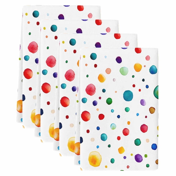 Colorful Polka Dot Kitchen Towels Set of 4, Rainbow Color Polka Dots Abstract Soft Microfiber Dish Towels, Absorbent Quick-Dry Washable Dishcloths for Kitchen Cleaning, Drying Dishes, 18x28 Inches