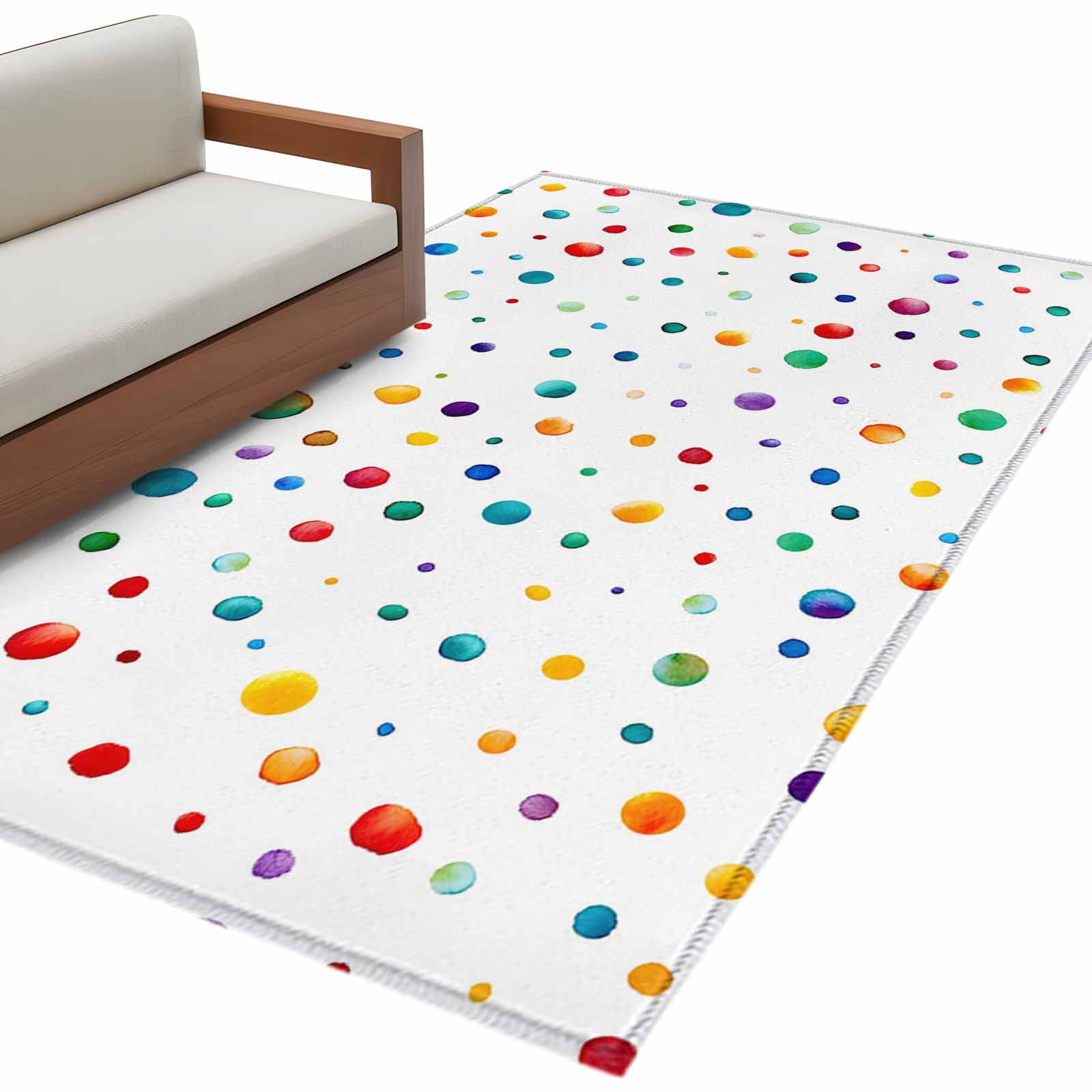 Vibrant Rectangular Rug Colorful Polka Dot Large Area Rugs for Bedroom Living Room, Soft Non ...