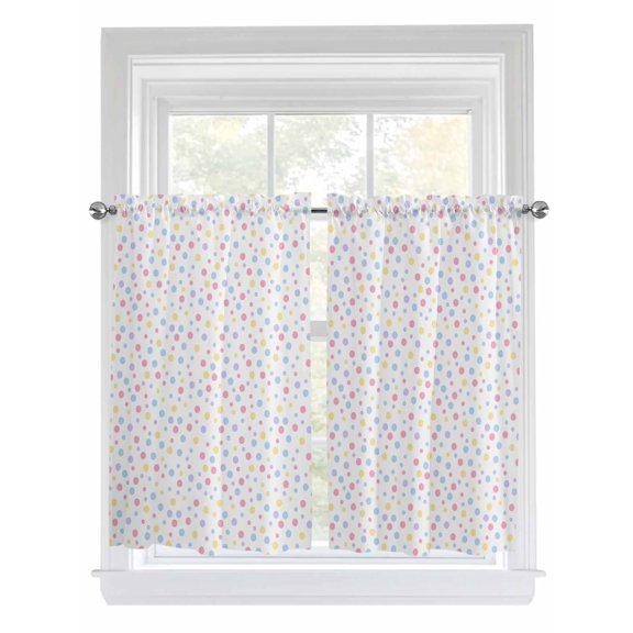 Colorful Polka Dot Living Room Curtains 2 Panel, Modern Minimalist Geometric Cafe Window Treatment, Farmhouse Bedroom Bathroom Kitchen Curtains Drapes 104"x54"